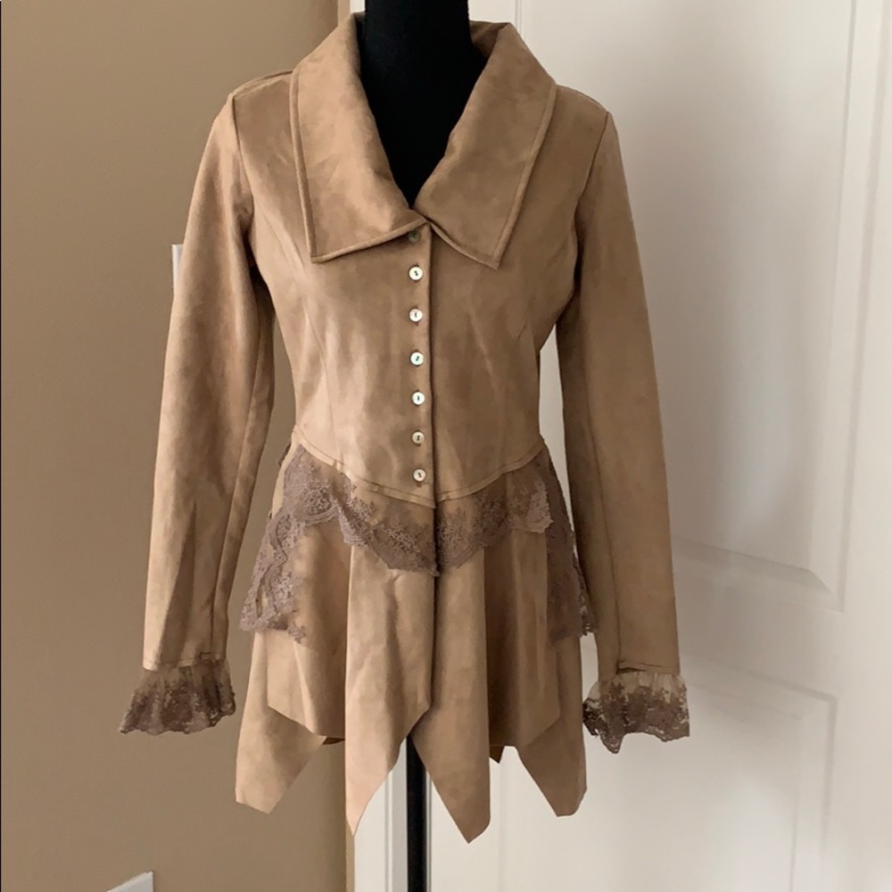 Tan Velour Lace Blouse